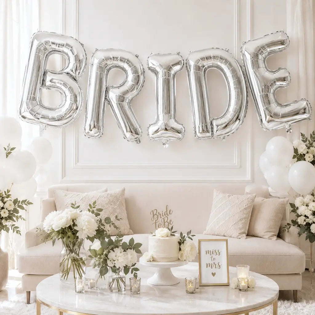 40-inch Jumbo Silver BRIDE Foil Balloon Banner