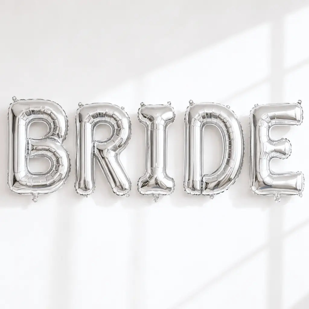 40-inch Jumbo Silver BRIDE Foil Balloon Banner