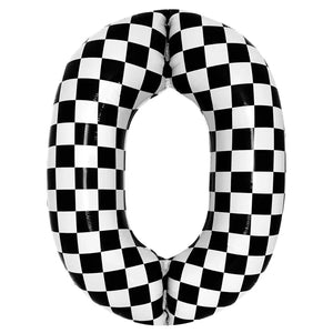 40-inch Jumbo Black & White Checked Number 0 Foil Balloon