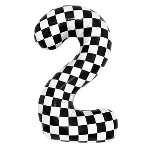 40-inch Jumbo Black & White Checked Number 2 Foil Balloon