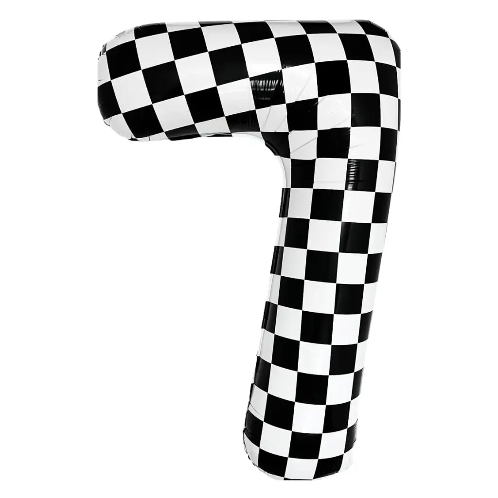 40-inch Jumbo Black & White Checked Number 7 Foil Balloon