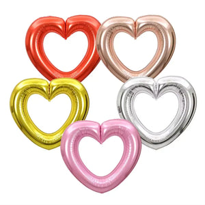 40-inch Jumbo Silver Hollow Heart Foil Balloon