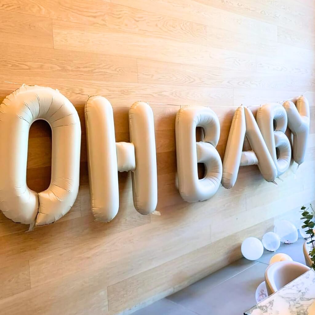 40-inch Jumbo Cream BABY Helium Foil Balloon Banner.