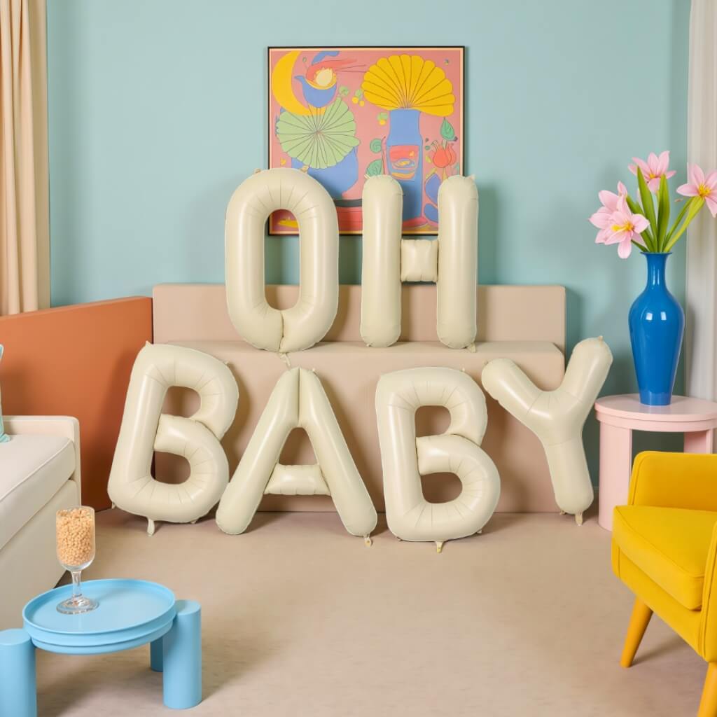 40-inch Jumbo Cream BABY Helium Foil Balloon Banner.