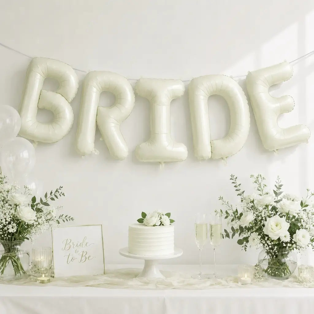 40-inch Jumbo Cream BRIDE Foil Balloon Banner