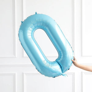 40-inch Jumbo Pastel Blue Number 0 Helium Foil Balloon