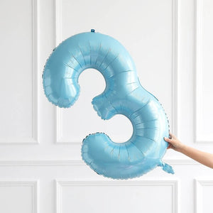 40-inch Jumbo Pastel Blue Number 3 Helium Foil Balloon