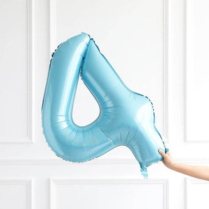 40-inch Jumbo Pastel Blue Number 4 Helium Foil Balloon