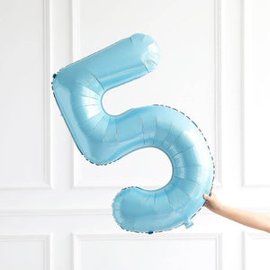 40-inch Jumbo Pastel Blue Number 5 Helium Foil Balloon