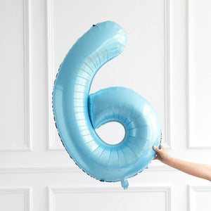 40-inch Jumbo Pastel Blue Number 6 Helium Foil Balloon