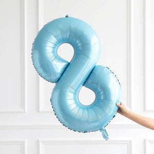 40-inch Jumbo Pastel Blue Number 8 Helium Foil Balloon