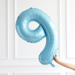 40-inch Jumbo Pastel Blue Number 9 Helium Foil Balloon