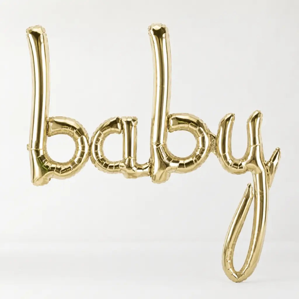 White Gold 'baby' Script Baby Shower Foil Balloon