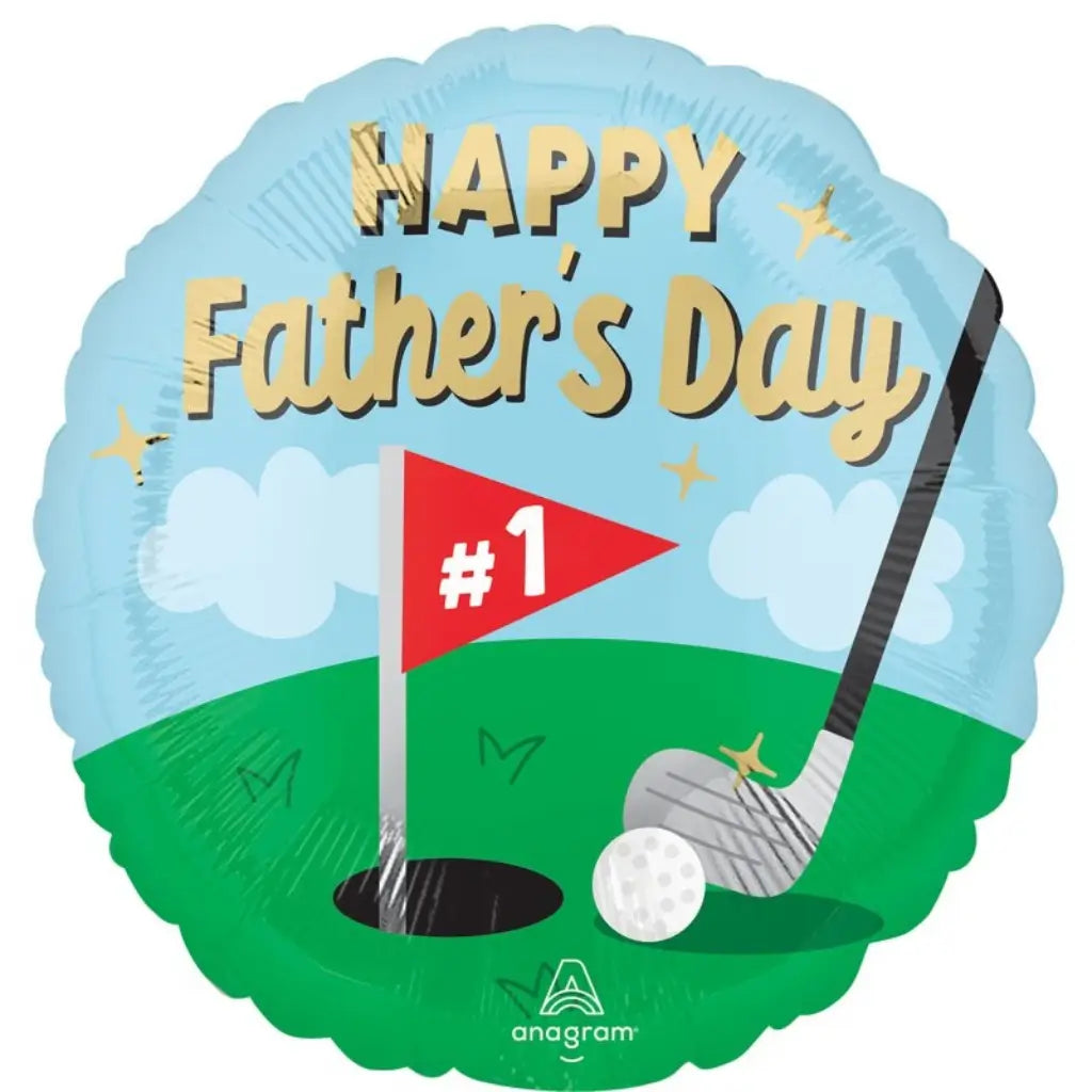 45cm Happy Father's Day Tee-riffic Dad golf foil balloon.