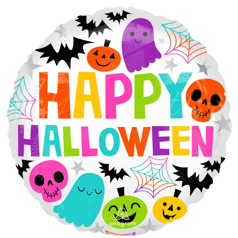 Colourful & Creepy Happy Halloween Foil Balloon 45cm