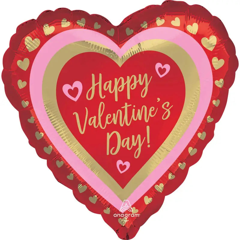 Happy Valentine's Day Golden Hearts Foil Balloon 45cm