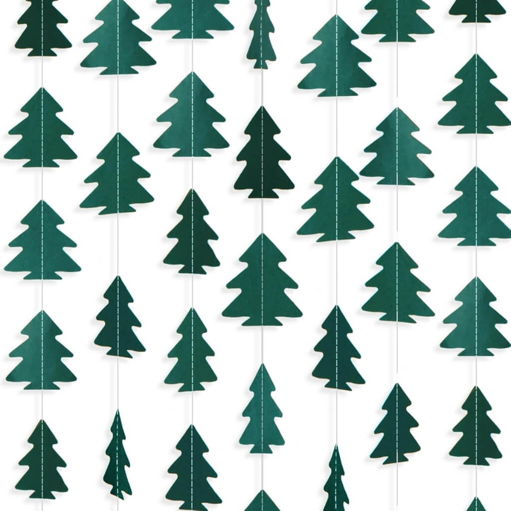 Dark Green Christmas Tree Paper Bunting 4m party decorations