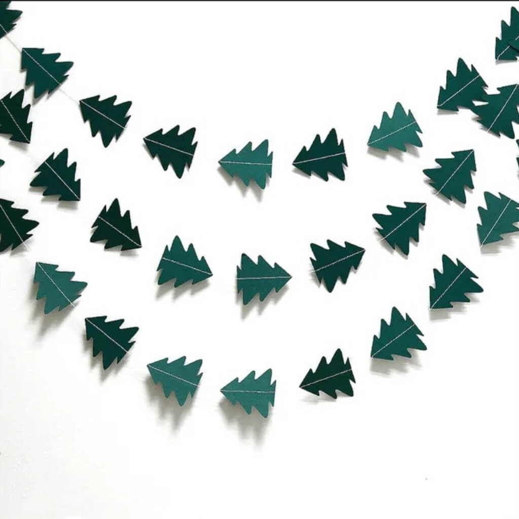 Dark Green Christmas Tree Paper Bunting 4m party decorations