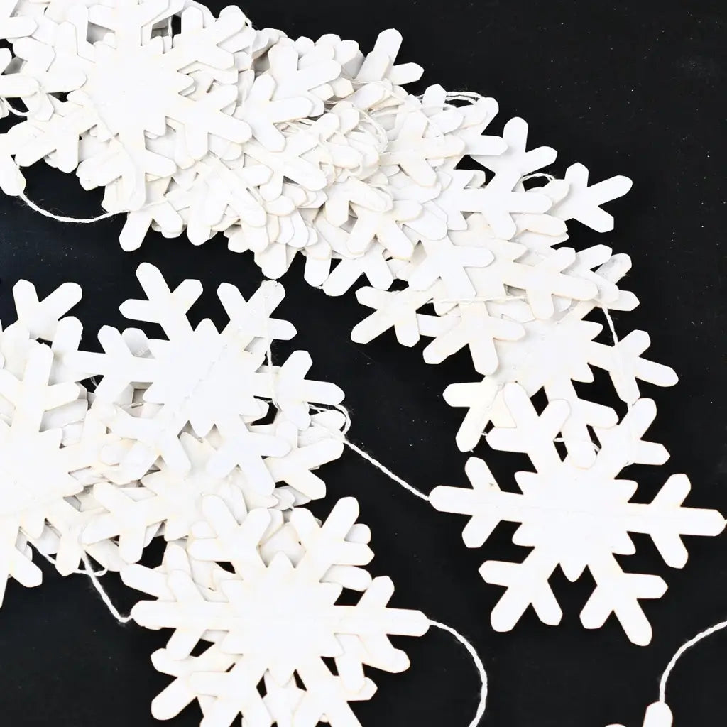 White Paper Snowflake Garland for Christmas and New Year Decorations