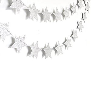 Silver Glitter Star Paper Bunting 4m