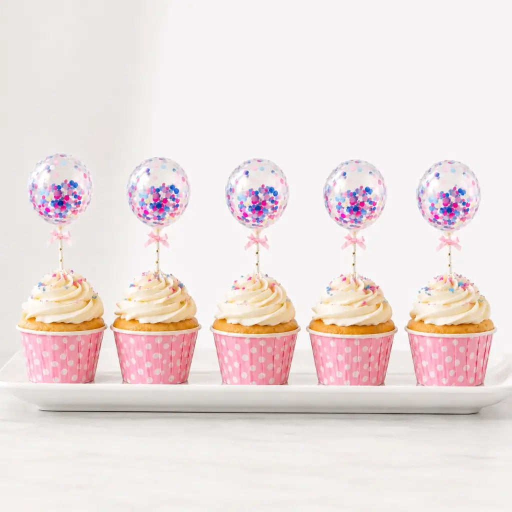 Mini Colourful Confetti Balloon Wands 5pk