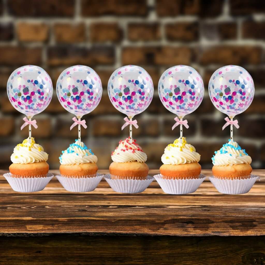 Mini colourful Confetti Balloon Wands 5 pack