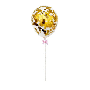 5-inch Mini Gold Confetti Balloon Wands cupcake toppers 5pk