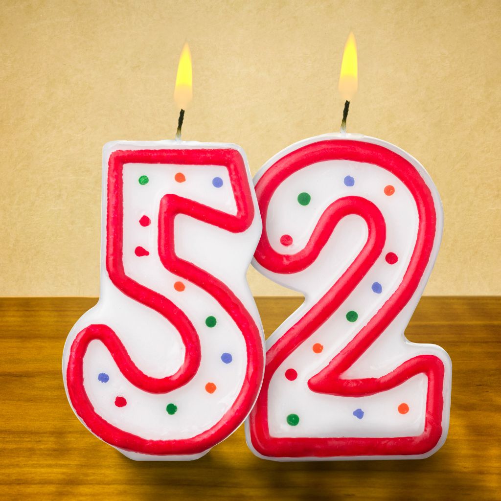 52nd birthday candle