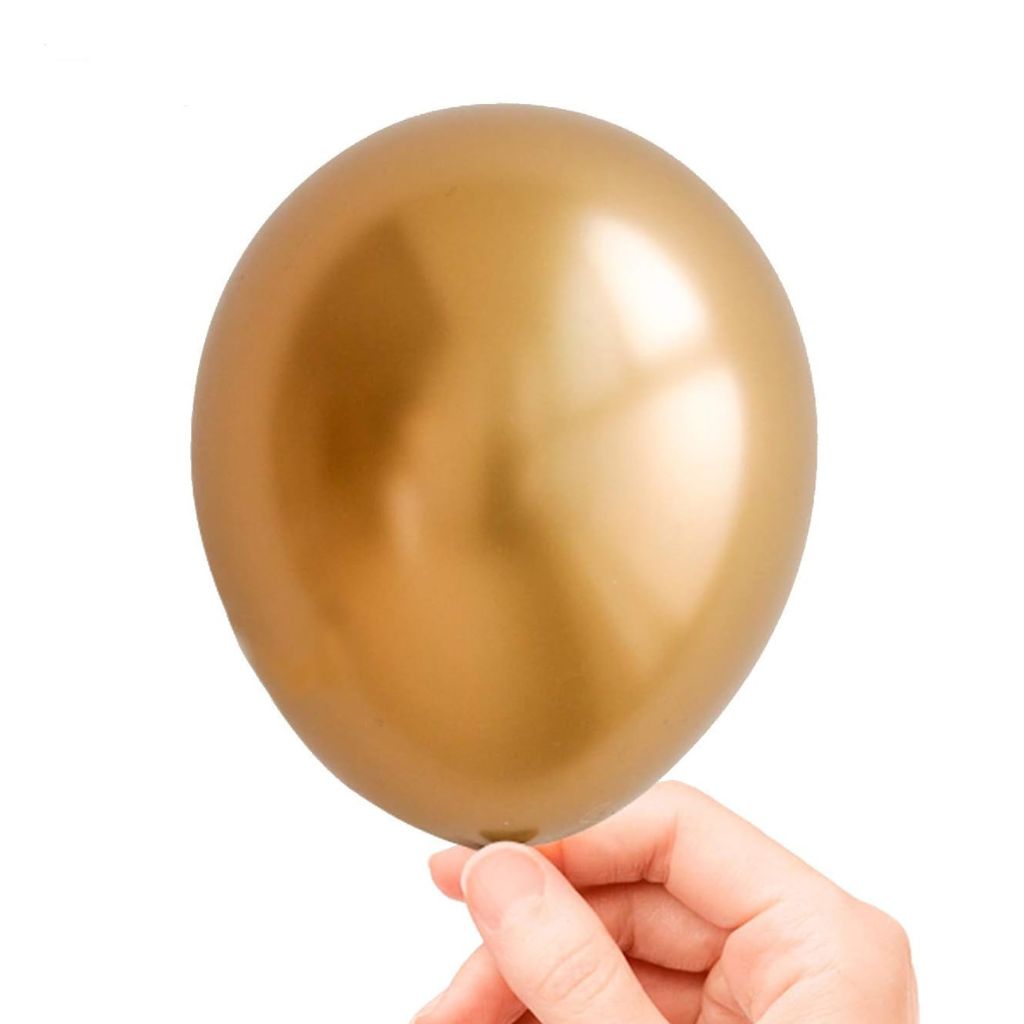 5 Inch Chrome Mini Latex Party Balloon 10 Pack - chrome gold