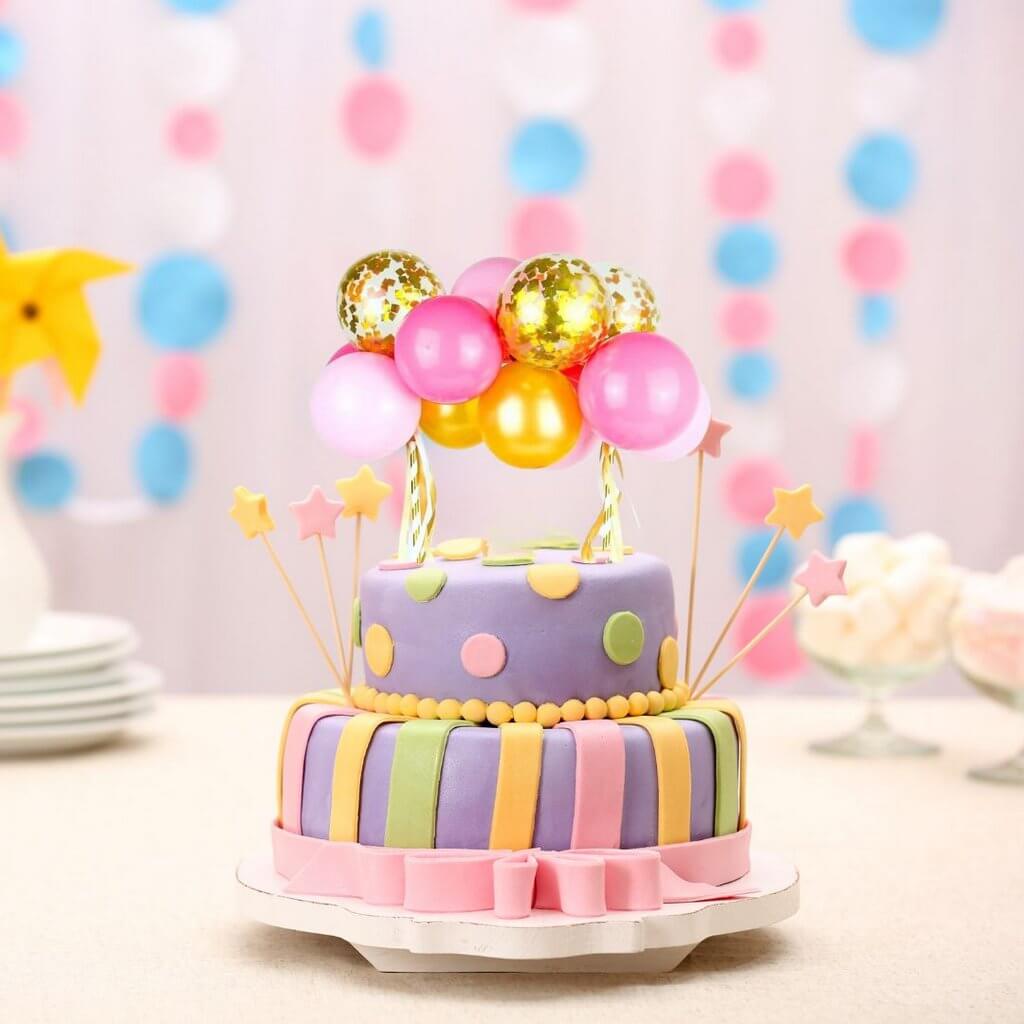 Mini Confetti Latex Balloon Garland Cake Topper Kit - Pink, Hot Pink & Gold