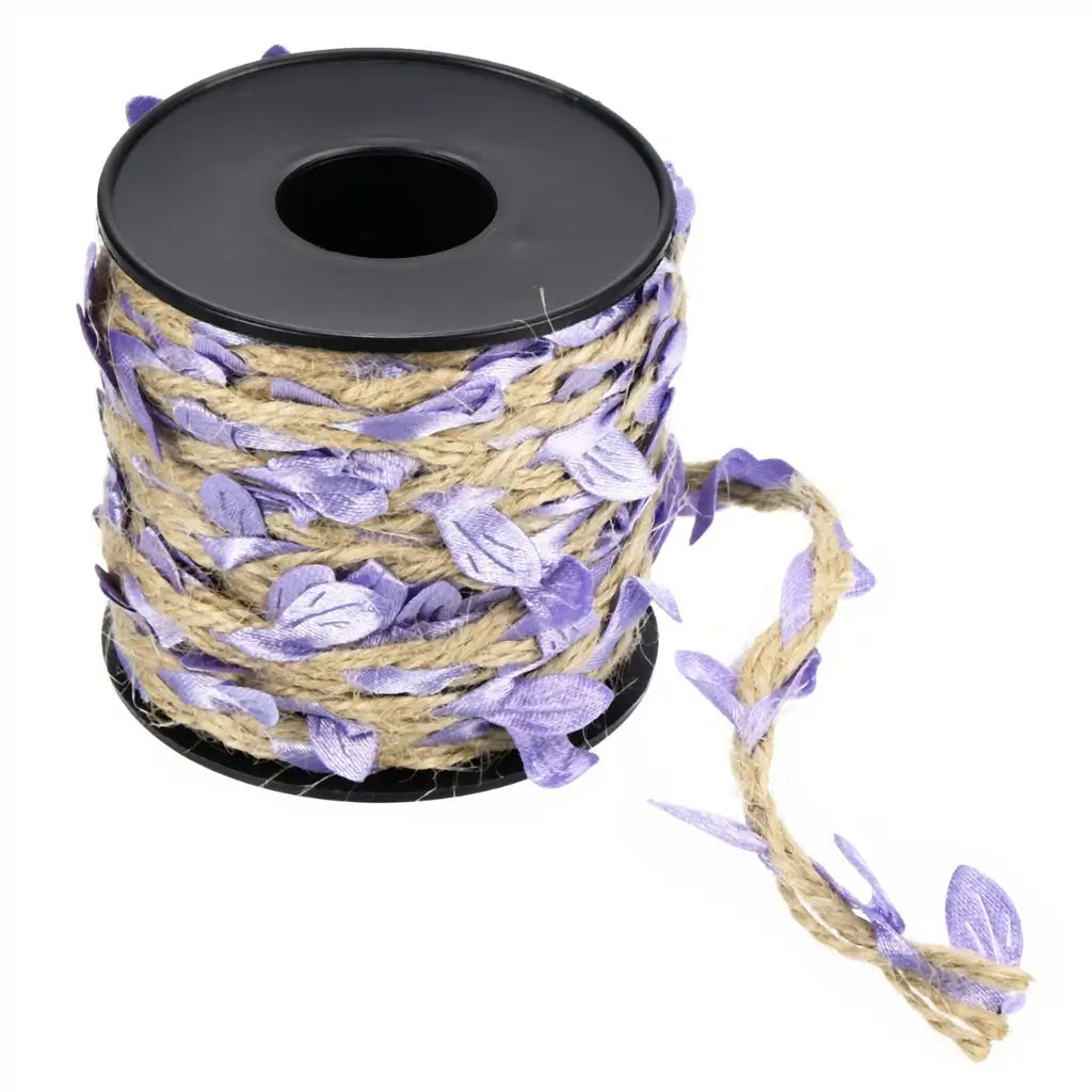 5m Lilac Leaf Hessian Ribbon Roll
