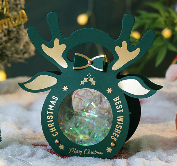 green Christmas Reindeer Gift Boxes 5pk