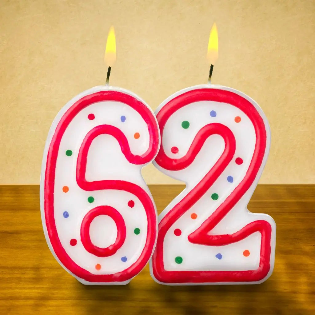 62nd birthday candle