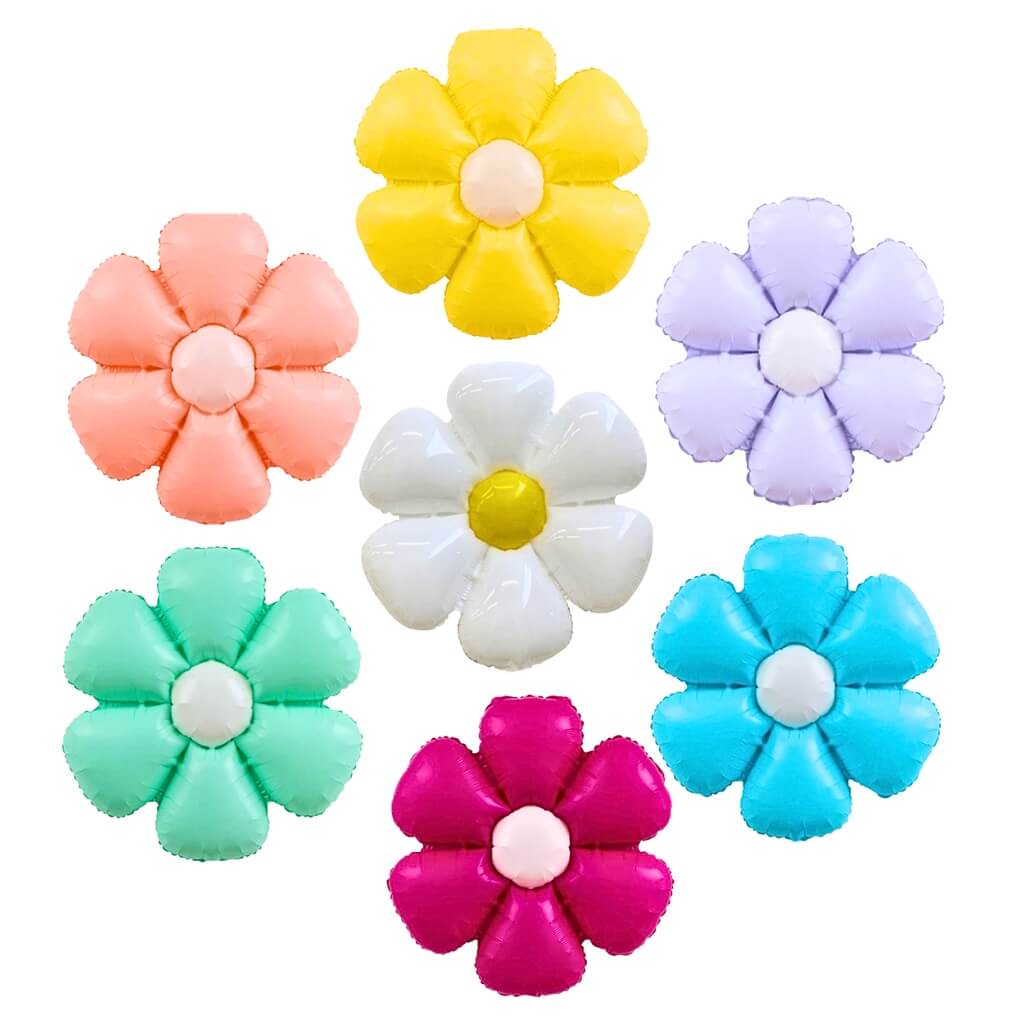 Pastel Green White Centre Daisy Flower Foil Balloon
