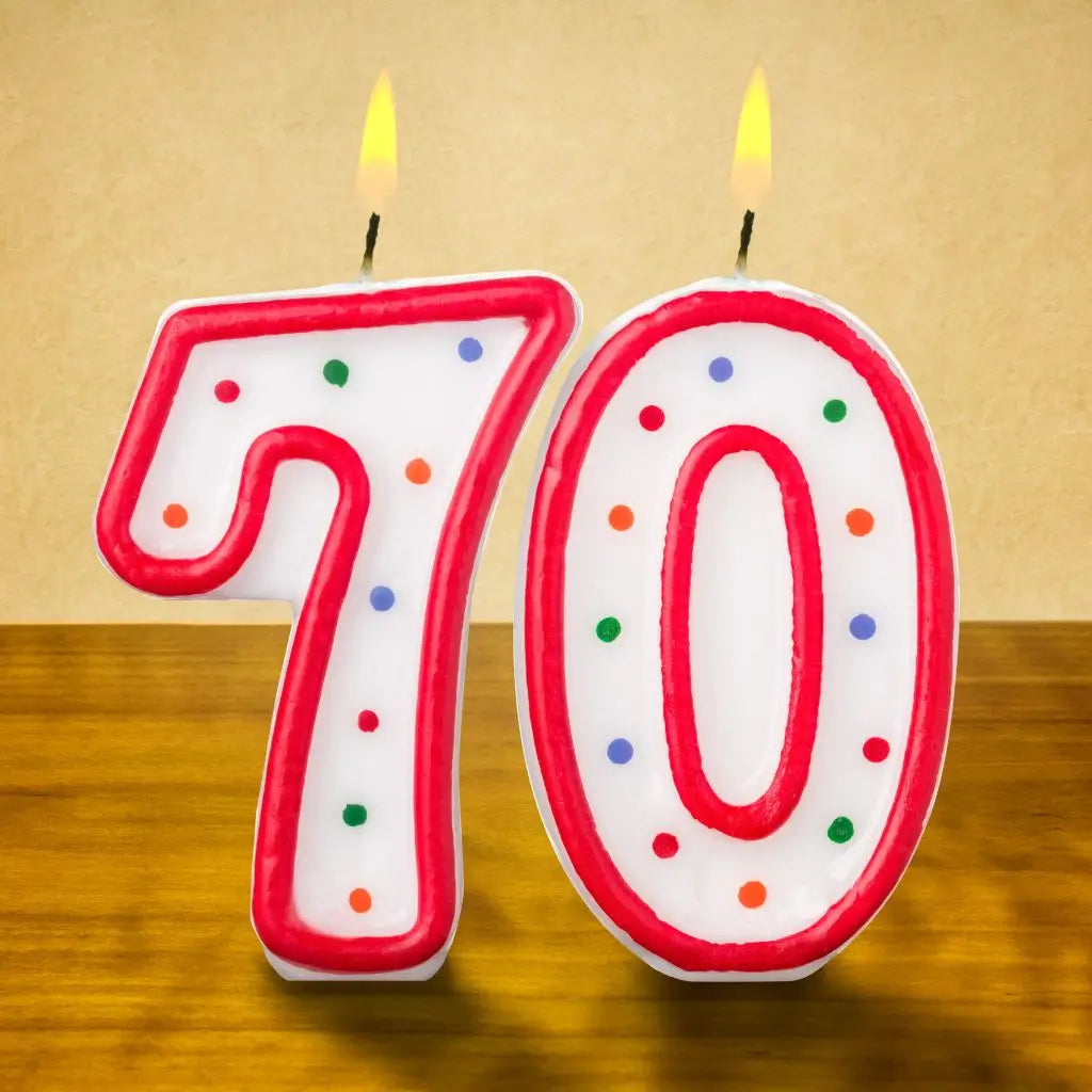 70th birthday party candle table decorations
