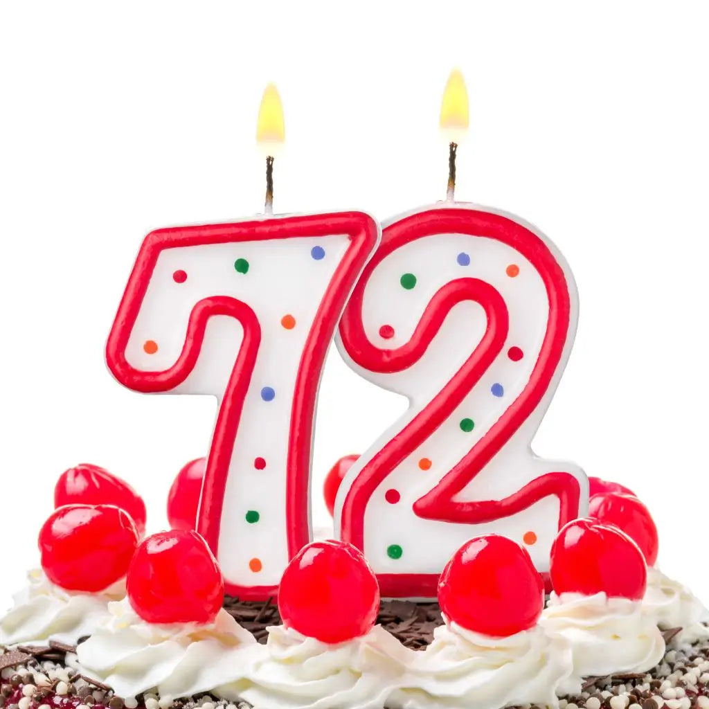 72nd birthday candle