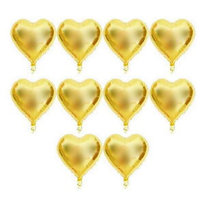 9" Gold Heart Foil Valentine's Day Party Balloon 10 Pack