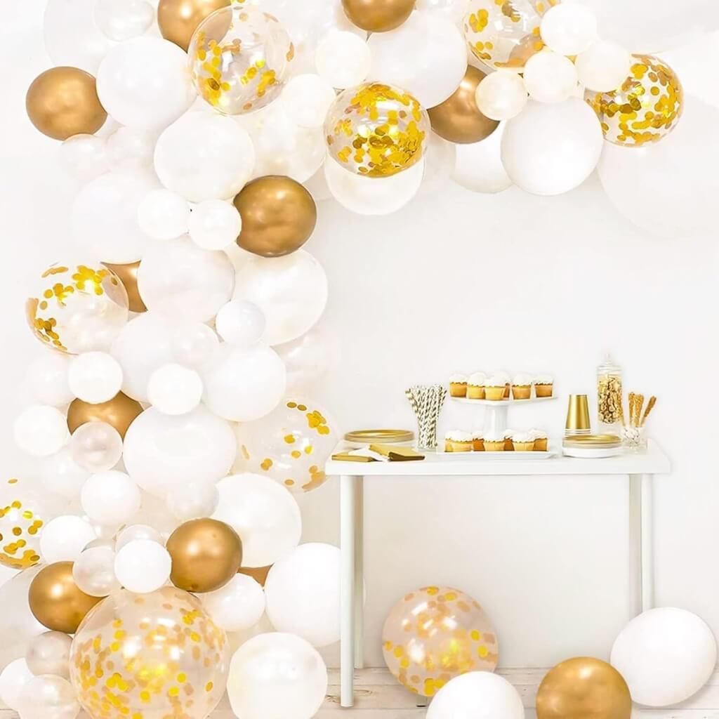 Gold & White Balloon Garland DIY Kit 99pcs