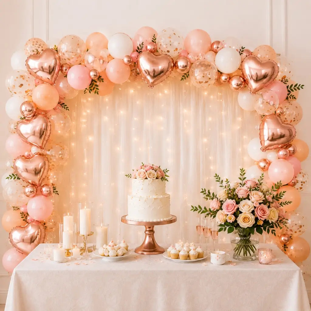 9-inch Mini Rose Gold Heart Foil Balloons 10pk