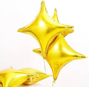 9-inch Gold Four Point Star Foil Balloons 10 pack