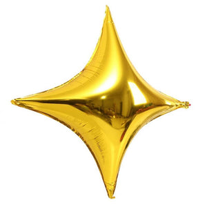 9-inch Gold Four Point Star Foil Balloons 10 pack