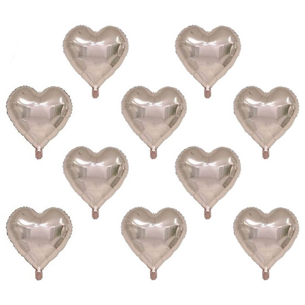 9-inch Mini Silver Heart Foil Balloons 10 Pack