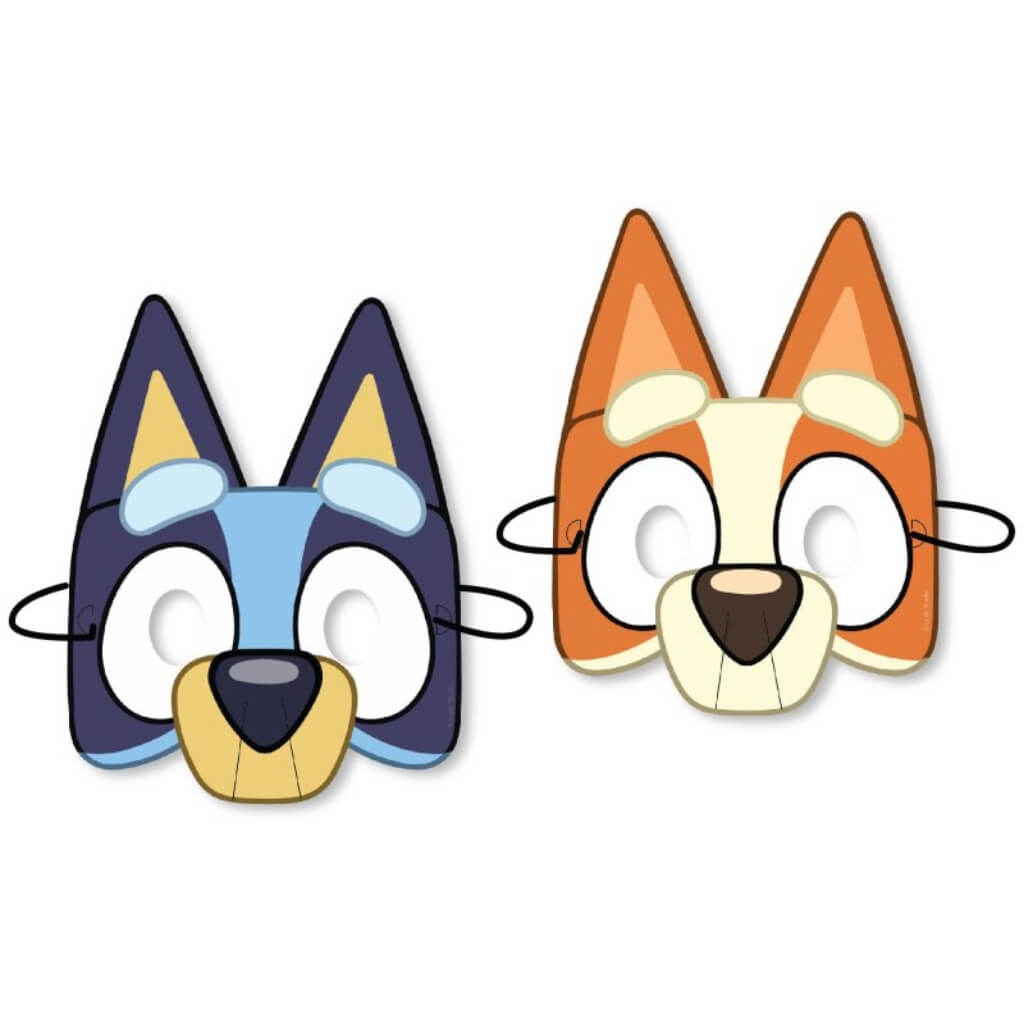 Bluey Paper Masks 8pk Kids Party Favours & Dress-Up Accessories Bluey Paper Masks 8pk Kids Party Favours & Dress-Up Accessories