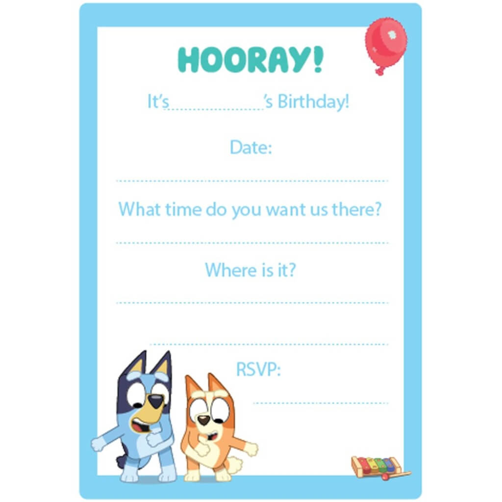 Bluey Postcard Invitations 8pk