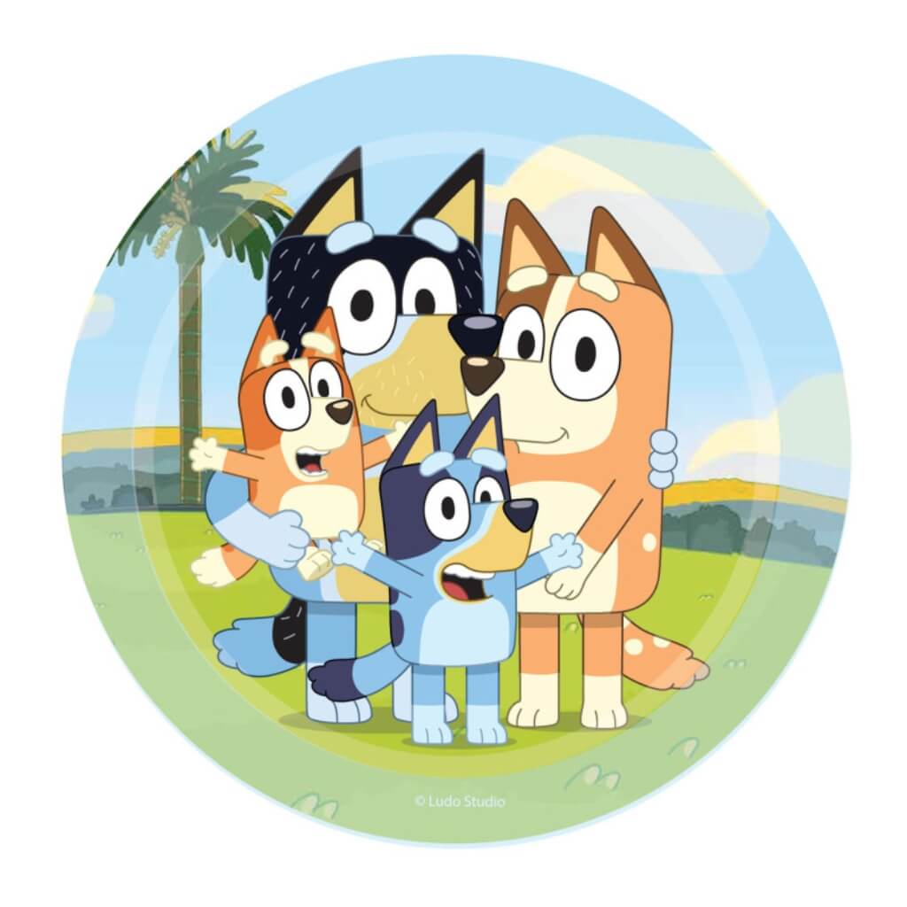 Small Bluey Round Paper Plates 17cm 8pk