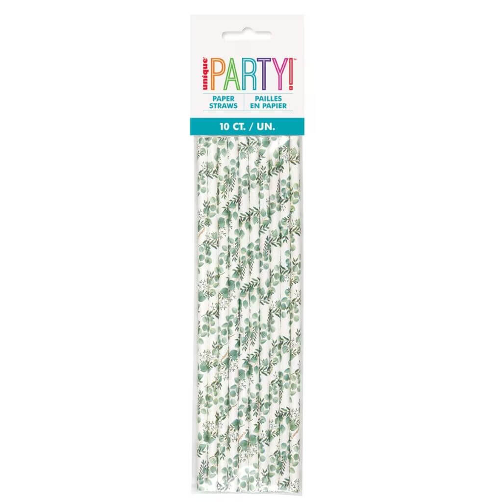 Pack of 10 Botanical Paper Straws
