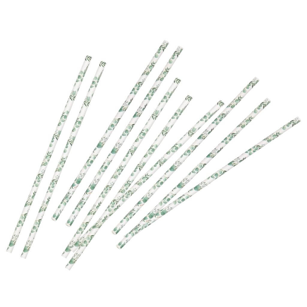 Pack of 10 Botanical Paper Straws