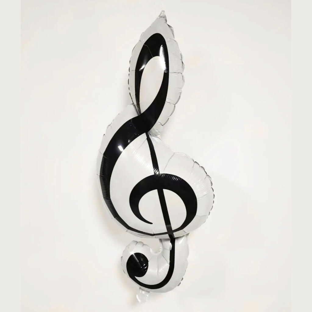 Jumbo Black &amp; White&nbsp;Treble Clef Music Note Foil Balloon 132cm