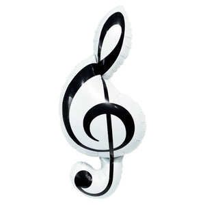 Jumbo Black &amp; White&nbsp;Treble Clef Music Note Foil Balloon 132cm