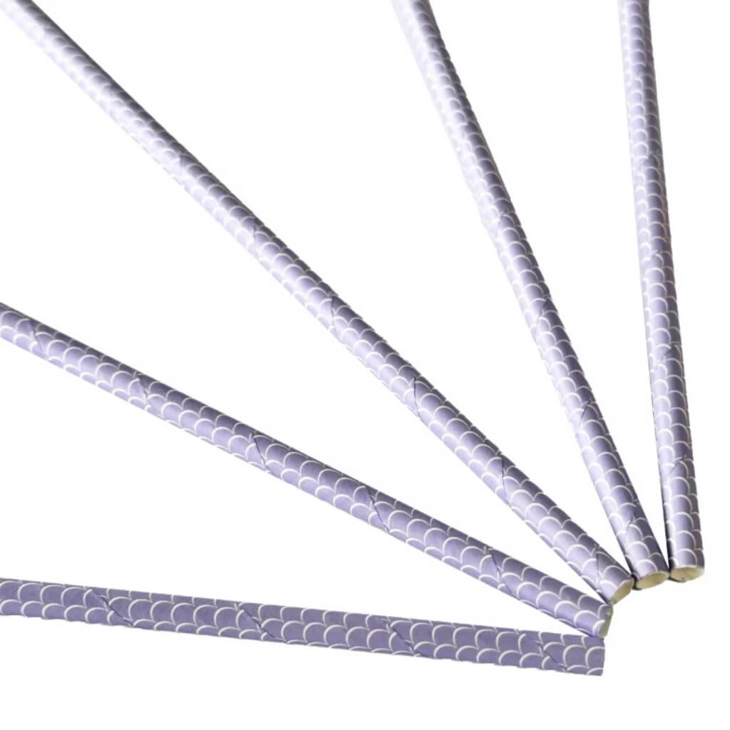Pastel Purple Mermaid Paper Straws 8pk